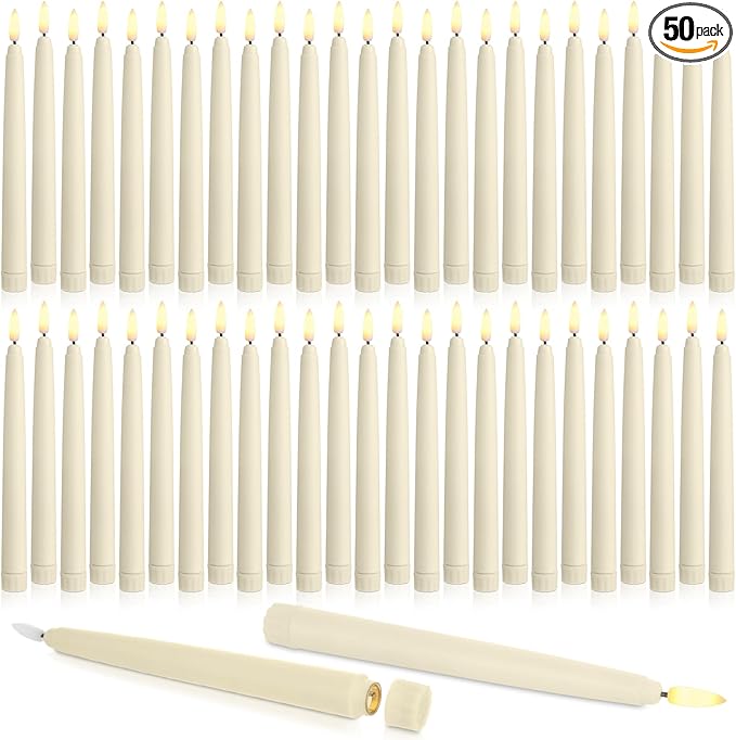 Baquler 50 Pcs Flameless Taper Candles LED Taper