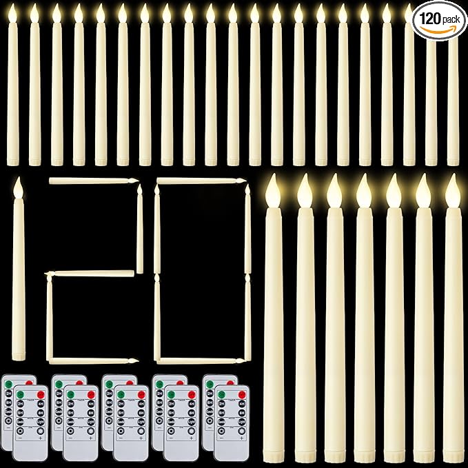 Baquler 120 Pcs Flameless Taper Candles with
